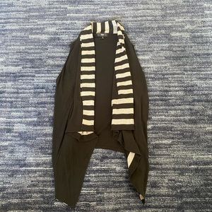 black cardigan with attached scarf